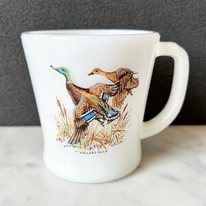 Vintage Fire King Anchor Hocking Mug Coffee Cup D Handle Mallard Duck Hunting